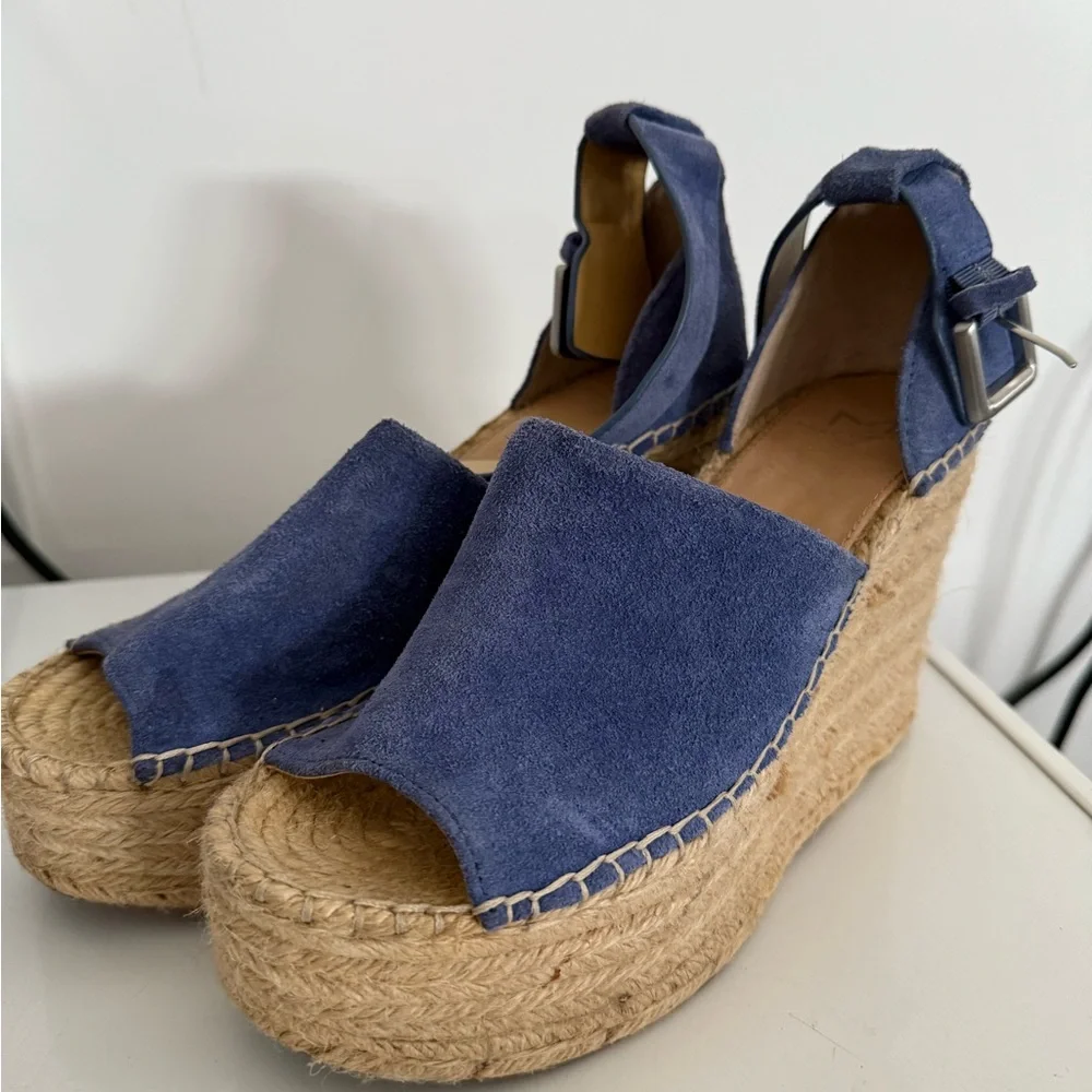 Marc Fisher Navy Suede Espadrille Wedges - Picture 1 of 4